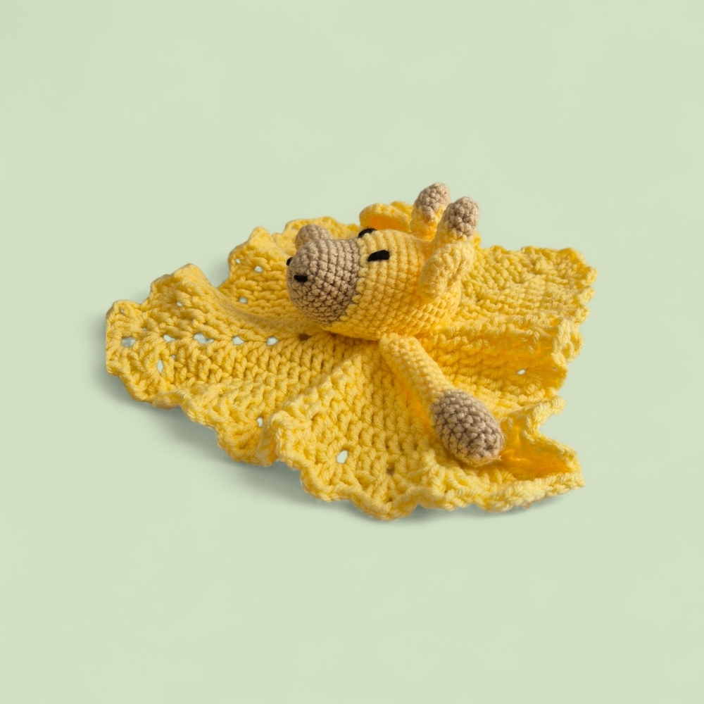 Yellow Crochet Giraffe Kids Lovey - Picture 2 of 4